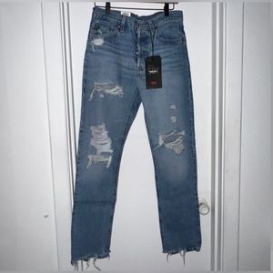 NWT. Levi’s 501’s. Distressed and really cute!